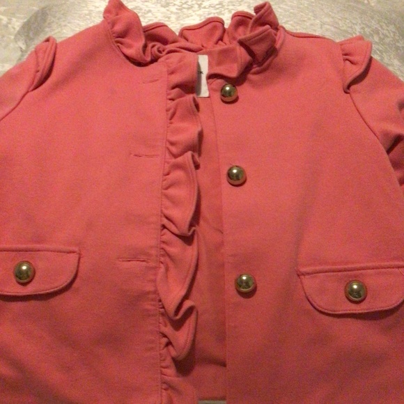 Janie & Jack Soft Ponte Pink Ruffle Jacket - Picture 2 of 7